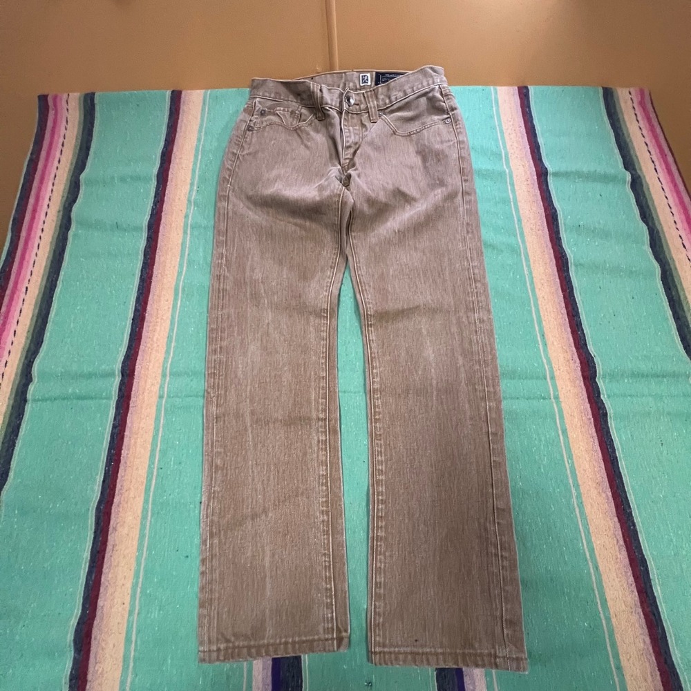Marc Ecko Slim Straight Jeans Mens 30 Tan Khaki Denim Cut & Sew Skater Y2K